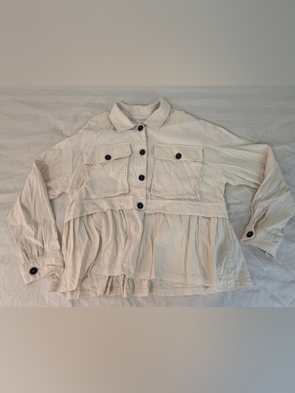 Maeve cream Boxy Peplum Utility Shacket L